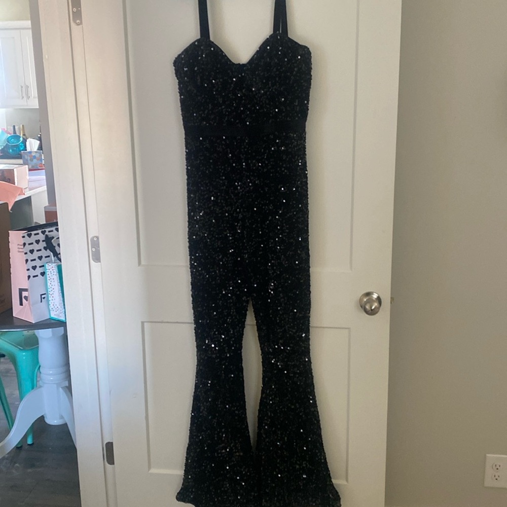Black sequin jumpsuit